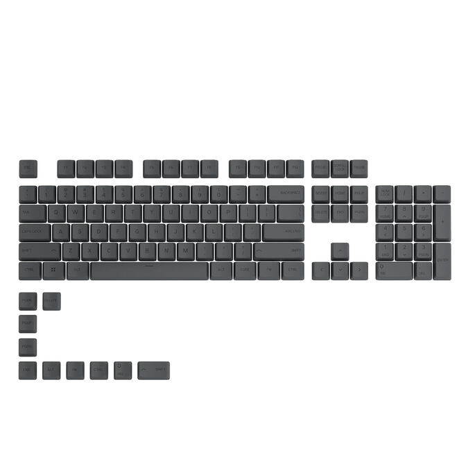 B Grade Glorious GPBT Keycaps - 114 PBT Keycaps ANSI US-Layout Black Ash (GLO-
