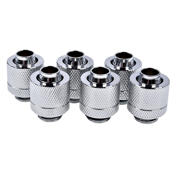 Alphacool 13/10mm Chrome Compression Fitting - Six Pack