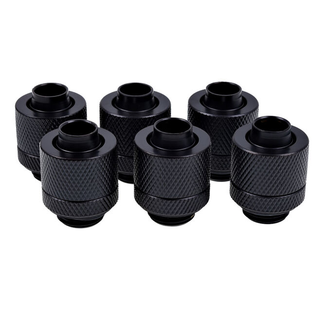 Alphacool 13/10mm Deep Black Compression Fitting - Six Pack