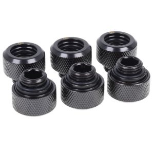 Alphacool 13mm Deep Black Hard Tube Compression Fittings - Six Pack