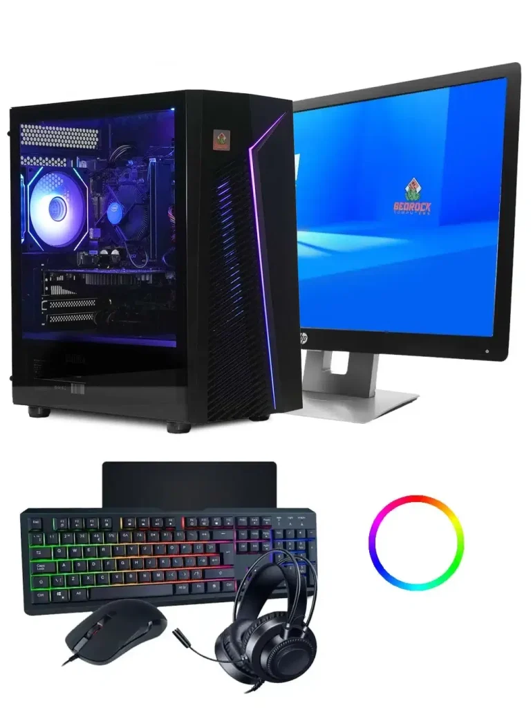Budget gaming PC bundle with 22-inch monitor, keyboard, mouse and headset