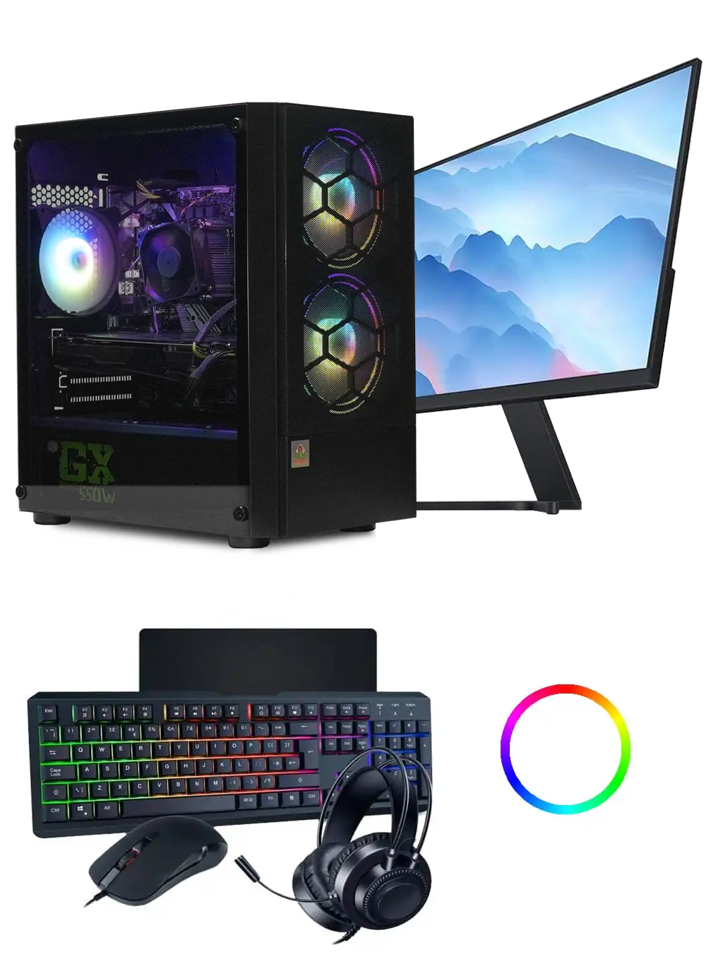 Turbo gaming PC bundle with monitor, keyboard, mouse and headset