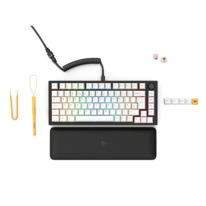 B Grade Glorious GMMK Pro 75 USB Gaming Keyboard Fox Switch White Keycaps Black